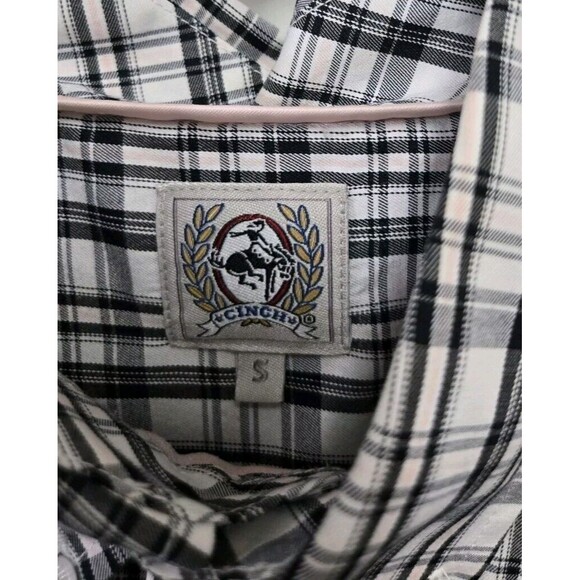 Cinch Mens Western Shirt Small Plaid Cotton Long Sleeve Pocket Pink - Picture 4 of 5